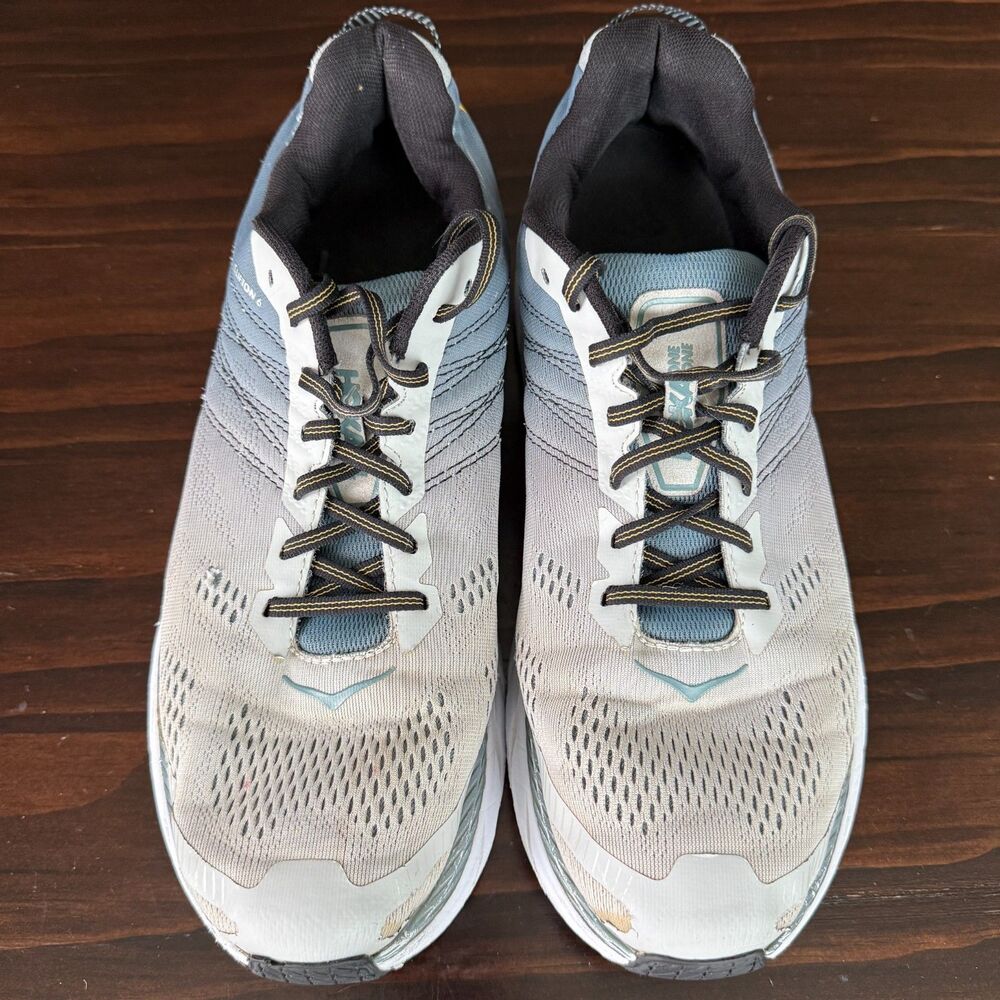 Size - 12 Hoka One One Clifton 6 Shoes Men's Gray Blue Running Max Cushion Road - Picture 3 of 11